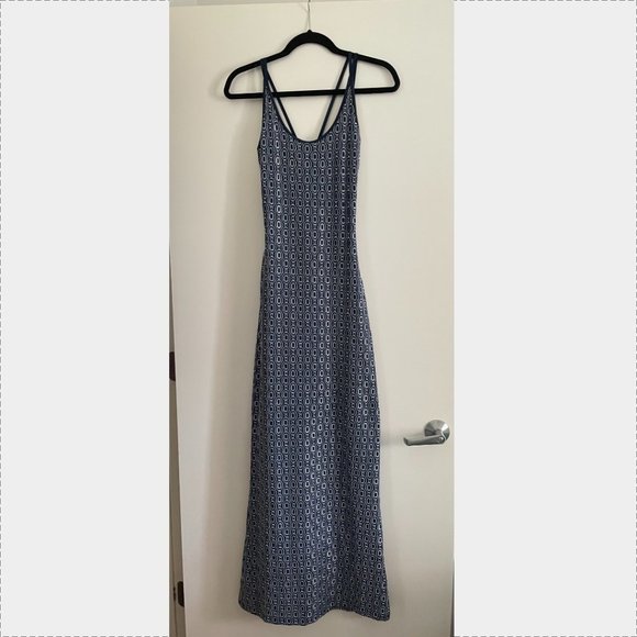 Navy Blue Patterned Maxi Dress - Picture 1 of 4